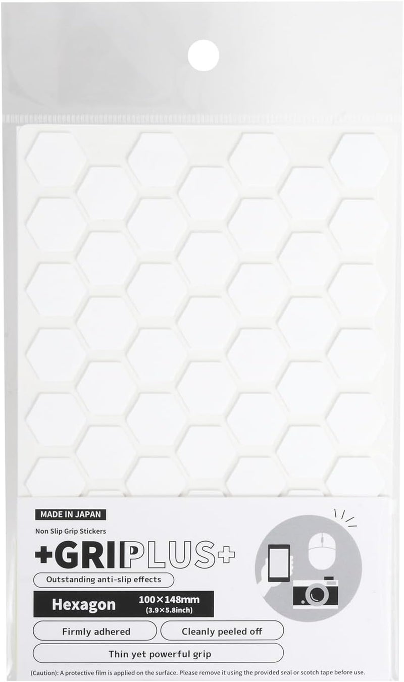 Griplus Non Slip Grip Stickers Hexagon (White, 100×148mm(3.9×5.8")) - Reusable Adhesive Pad for Desk, Phone, Mouse, Office, Multi-Purpose - Image 1